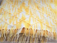 Yellow & white afghan, 44" X 66"