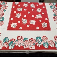 Pretty red kitchen table cloth 43X46, pink dress..