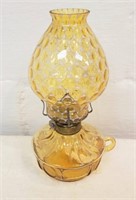 Amber coin glass oil courting lamp, 10"