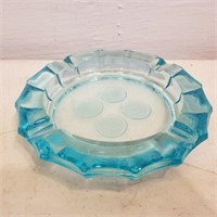 Turquoise 7" coin glass trinket dish, ashtray or..