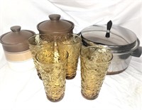 Gold ice tea glasses, Canister set *READ* &