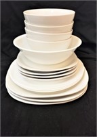 White plates & bowls; Corelle serving...