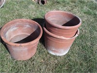 3 large clay pots, intact