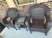 Set 3 patio wicker furniture-2 chairs, 1 table