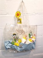 Maxine plastic beach bag with 3 tall water bottles