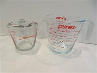 Pyrex 2 cup - Anchor Hocking 1 cup