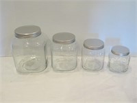 Clear Canister Jars w/ Lids - 4 items