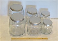 Clear Canister Jars w/ Lids - 6 items