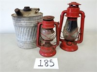 2 Vintage Lanterns + Gas Can (No Ship)