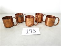 5 American Metalcraft Copper Mugs
