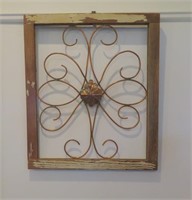 Wall Art- Copper flower & tubing design-wood frame