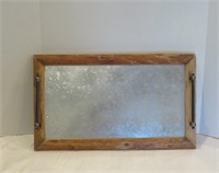 Galvanized tray w/wood frame 24 x 14"