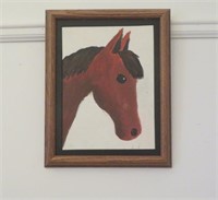Horse painting - framed - 15 x 12"-original