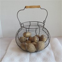 Egg Basket w/faux eggs- Vintage