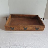 Wood tray w/handles