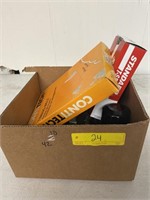Box filled with auto parts