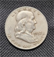 1957 D Ben Franklin Half Dollar