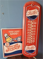 Pepsi Cola Wall Thermometer and Sign