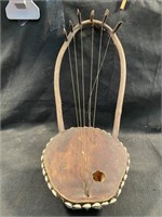 Vintage African Bowl Lyre Has 1 Broken String