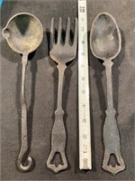 Cast Iron Serving Set Lable Fork Soon 11" Long