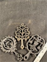 (3) Antique Cast Iron Trivets 5" Long