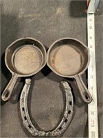 Misc Cast Iron Lot W/ (2) Miniature 4" Skillets &