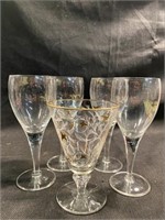 Vintage 1950's Libbey Gold Lily And Rim Royal Fern
