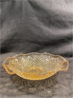 Amber Carnival Glass Bowl Diamond Pattern