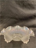 Antique Carnival Glass Bowl Hearts Blue Ice 8.5 "