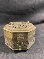 Vintage Brass Cricket Box Missing Part Of The