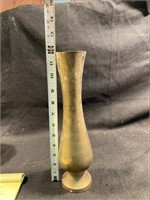 Vintage Brass Vase 11.75" Top Is Dented In On One