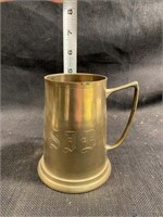 Vintage Brass Monogram Mug 5" T x 4" W