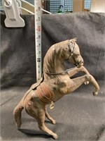 Real Leather Horse Figurine W/ Saddle And Bridle