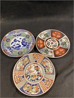 Vintage (3) Piece 6,5" Lmari Style Japanese Plates