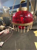 Vintage Electric Ruby Glassed Hanging Lamp