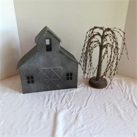 Miniature Barn-Metal & tree