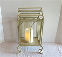 Cage Pillar candle holder-metal-worn