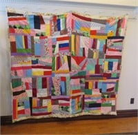 Crazy Quilt- 79" x 73" Mixed Textile- sheet back