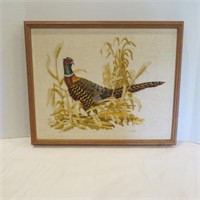 Pheasant embroidery framed by Linda