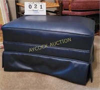 Blue, leather foot stool