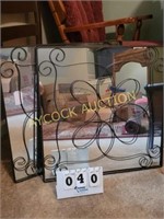 2 mirrors w/metal decor on front