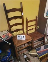 1 wicker/wood high back chair & small chair