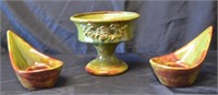 3 pcs Don's Ceramics Compote and Candle Holders