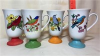 4 vintage bird mugs