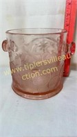 Heavy etched pink depression ice bucket