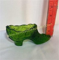 Green glass shoe