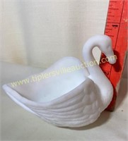 White satin glass swan