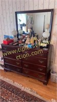 Mahogany dresser and unattached mirror-contents