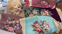 7 vintage needlepoint seat covers