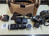 Canon A-1 Camera with Attachments